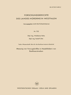 cover image of Messung von Verzugskräften in Nadelfeldern von Bastfaserstrecken